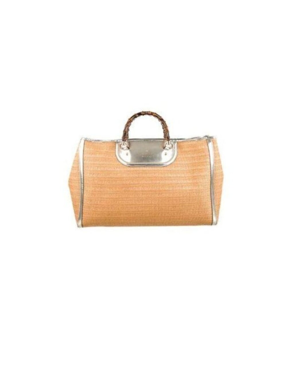 Gucci XL Bamboo Raffia Tote Bag With Gold-Tone Hardware & Leather Trim
